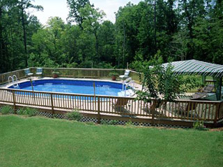 oval pool with walk and end deck